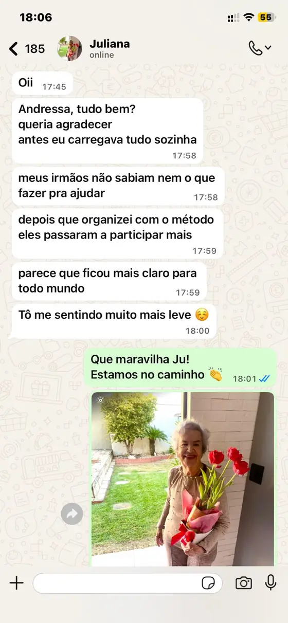 Conversa de WhatsApp com Juliana